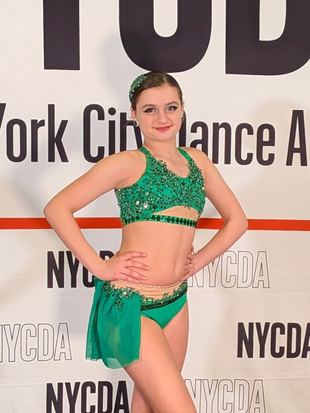 Kelly-Green Sequin Dance Costume - Custom Made - Adult Extra Small